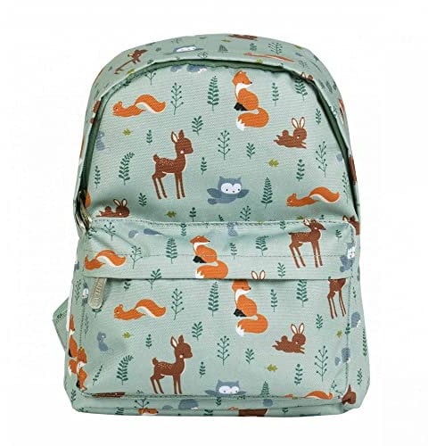 A Little Lovely Company Little Forest Friends Bedruckter Rucksack für Kinder, 7 Liter Fassungsvermögen, Grün