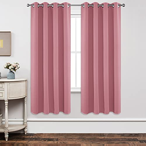 Joydeco Blickdichte Vorhänge mit Ösen Gardinen 2 Stück H 175 x B 140 Verdunkelungsvorhang Rosa Thermovorhang Hitzeschutz, Ösenvorhang für Schlafzimmer Wohnzimmer