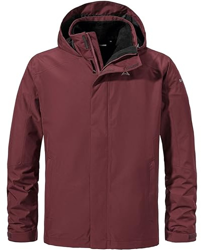 Schöffel M 3in1 Jacket Partinello Rot - Wasserdichte wärmende Herren Trekkingjacke, Größe 50 - Farbe Dark Burgundy