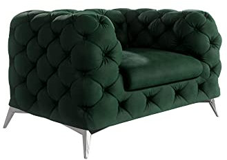 S-Style Möbel Maria Sessel Stuhl Wohnzimmer Chesterfield Loungesessel Clubsessel Polstersessel Cocktailsessel Wartezimmer Einzelsessel Möbel Sofa Sessel & Stühle Lounge Flaschengrün 125x100x73 cm