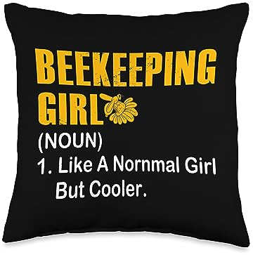 Funny Beekeeping Clothing Gifts For Beekeeper Girl Bee Quote Men Women Beekeeping Throw Pillow, 16x16, Multicolor