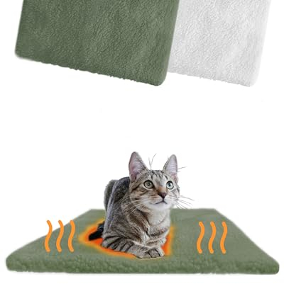 PiuPet® Selbstheizende Katzendecke I 60x45cm I Heizdecke ohne Strom I Katzen Wärmedecke I Heizdecke für Katzen ohne Strom I Katzen Decken I Katzen Bettchen I (Für Katzen, Grün)
