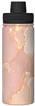 Rose, Peach and Gold Marble 18oz Sports Insulated Kettle Stainless Steel Water Bottles Outdoors
