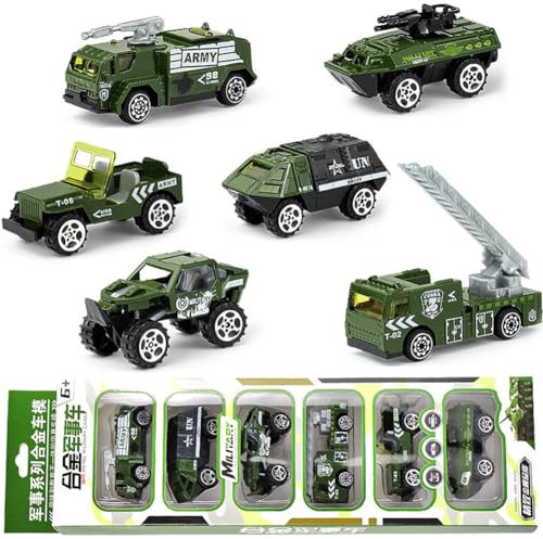IhLux Mini Auto Spielzeug 6 Stück, Car Spielzeugauto Set, Spielzeugautos Militär Fahrzeuge, Spielzeug Fahrzeuge für Kinder, für 3 4 5 6 Jahre alt Jungen Mädchen Kinder -C