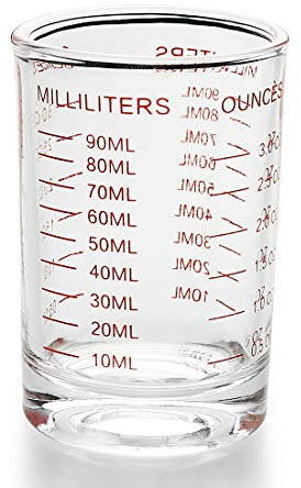 BCnmviku 90ml Shot Glasses Measuring Cups,Liquid and Dry Measure Cup,Espresso Shot Glass with Heavy Base for Cocktail,Vodka,Whiskey,Tequila,Spirits,Medicine(Red)