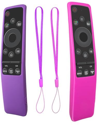 Paquete de 2 Fundas Protectoras de Silicona para Mando a Distancia de Samsung TV BN59-01242A, BN59-01259E, BN59-01312A, Protector de Silicona Antideslizante (Morado+Rosa)