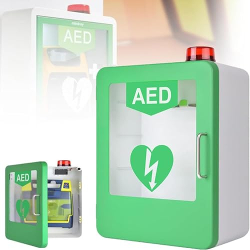 DPLXFPP AED Defibrillator -Speicherschrank, Wandmontage -Speicherbox zuerst mit Alarmsystem und Doppelschaltersteuerung, Partitionsposition einstellbar, für Home Clinic Office Hotel Hotel