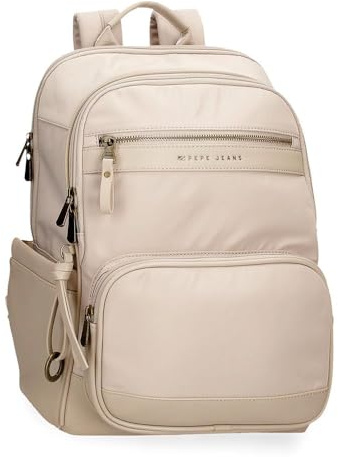 Pepe jeans Joumma Bags Morgan Casual Daypacks, Reisetaschen, beige und schwarz, Kunstleder für Damen, beige, Talla única, PC-Rucksack