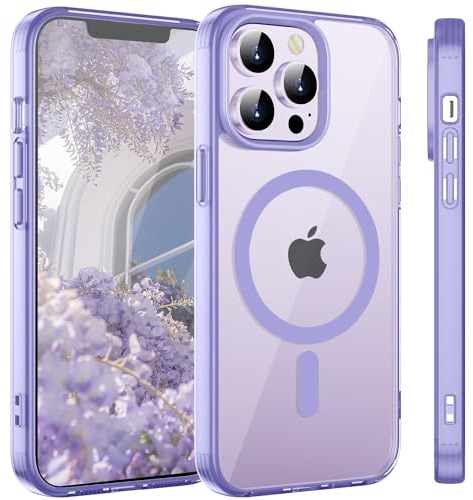 HGH Magnetisch Hülle für iPhone 12/12 Pro kompatibel mit Magsafe, Transparent Handyhülle für iPhone 12/12 Pro Vergilbungsbeständig für Dünn Transparent Hülle für iPhone 12/12 Pro Case (Lila)