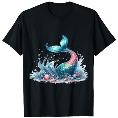 Meerjungfrau Ocean Splash Regenbogen Schwanz Meer Meerjungfrauen Flosse T-Shirt