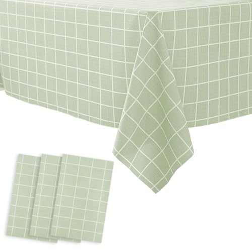 3 Stück Karierte Tischdecke 130x180cm Grün/Weiß Kariert Tischtuch aus Kunststoff Table Cloth Einweg Plastik Rechteckig Tischdecke mit Karierter Flagge für Küche Hochzeit Weihnachten Geburtstag Party