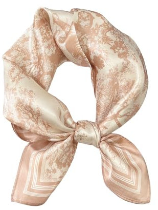 JERLA Halstuch, 100% Maulbeerseide, 53,3 x 53,3 cm, klein, quadratisch, für Damen, Geschenkverpackung, Handtaschenschal, Rosa Wald, Rosa/Wald, Small