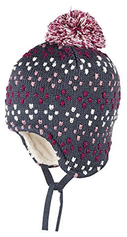 pure pure Baby Bommel-Mütze Bio-Wolle/Bio-Baumwolle/Seide, Dark Ink Gr. 43/45