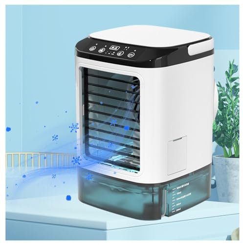 Aircon Unit, 900ml Water Tank,with Ice Box,3 in1 House Air Conditioning Cooling Mist,7 LED Lights,with Handle Mobile Air Con for Home Office