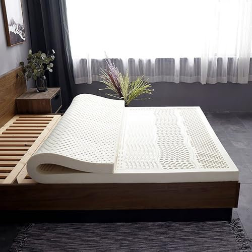 ABJGHYUT 2/3/4 Zoll Matratzenauflage aus 100% Naturlatex, mittelfest mit Bezug aus Bio-Baumwolle, lindert Schulter- und Rückenschmerzen,7.5cm,120x190cm