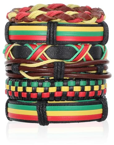 AOZUO Afrikanisches geflochtenes Armband, verstellbares Freundschaftsarmband, jamaikanisches ethnisches Stammes-Wickelarmband, mehrschichtiges geflochtenes Seil-Hippie-Armband