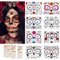 Halloween Temporäre Tattoo Totenkopf, 10 Stück Skelett Halloween Tattoo Gesicht, Dia de Los Muertos Tattoo, Skelett Schminke Gesichtstattoo, Make up Aufkleber für Halloween Karneval Fasching Party
