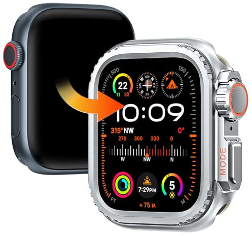 Goton Custodia in lega di alluminio per Apple Watch SE 3/2/1, Serie 6/5/4 44 mm, protezione paraurti in metallo ultra stile con retro in ceramica, copertura antiurto per uso quotidiano e aziendale