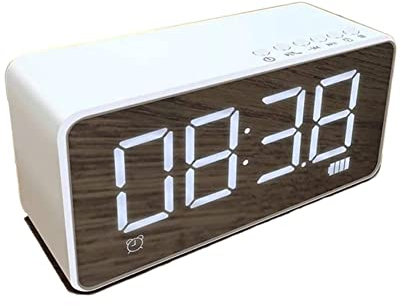 SJHDHDA Radiowecker, digitaler Wecker, digitale Uhren am Nachttisch mit Stereo, FM-Radio AUX TF-Karte, dimmbar, Schlummerfunktion, Spiegel-Design, Rosa (Farbe: Pink) (B ausführlich gelernt)
