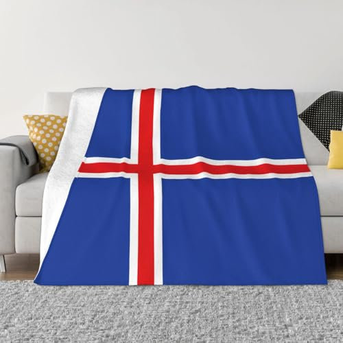 Ultraflauschige Fleece-Decke mit Islands Flaggenmuster, gemütlicher und leichter Decke für Bett, Sofa und Reisen