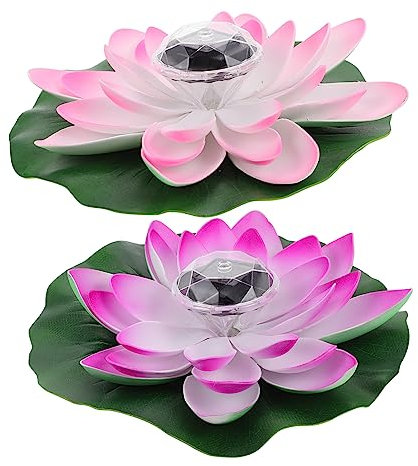 Sosoport 2 Stück Solar Lotuslampe Für Den Außenbereich LED Lotuslampen Lotus Solarleuchten Außen Pool Dekoration Lilie LED Solar Vogelbad Brunnen Teichleuchten