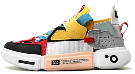 Sneakers Sportive Multicolori alla Moda da Uomo for Basket, Corsa, Abbigliamento Casual(Yellow,44 EU)