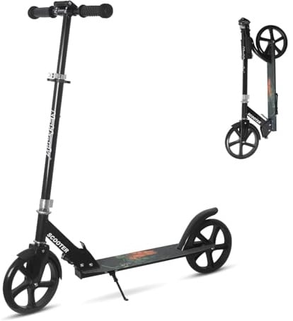 Nattork Scooter für Erwachsene & Jugendliche - Höhenverstellbarer Klapproller mit großen, stabilen Rädern für eine Glatte Fahrt, Leichtgewicht, Pendler-Roller mit Handbremse und Federung