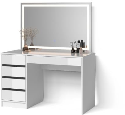 Livinity Schminktisch Imola, Weiß, 120 cm mit LED Beleuchtung