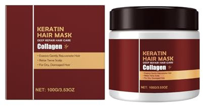 Collagen Hair Mask, Arganöl Collagen Haarmaske Tiefenreparatur für Sehr Trockenes Haar, Geschädigtes Haar, Repair & Care Keratin Reconstruct Haarmaske, Haarpflege Trockenes Haar (100g)