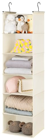 GRANNY SAYS Hängeregal Schrank mit 6 Fächern, 1 Stück Hängeaufbewahrung Kleiderschrank Organizer Hängend, Schrank Hängeorganizer, Faltbare Hängeregal Stoff, Beige Hänge Organizer