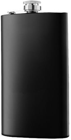 Hrlace Stainless Steel Hip Flask, Flask, Shot Bottle, Drinking Bottle, Suitable for Carrying Alcohol, Reusable Wine Bottle for Men, Women, Stylish Drinking on the Go, Black, 12 oz (300 ml)