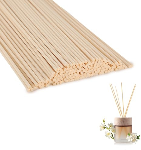 300 Stück Rattanstäbchen für Raumduft – 25 × 3 mm natürliche Diffusor Sticks, porös & trockenbehandelt – Duftstäbchen Nachfüllpack für Aromaöl, Diffuser, Zuhause, Büro & Spa