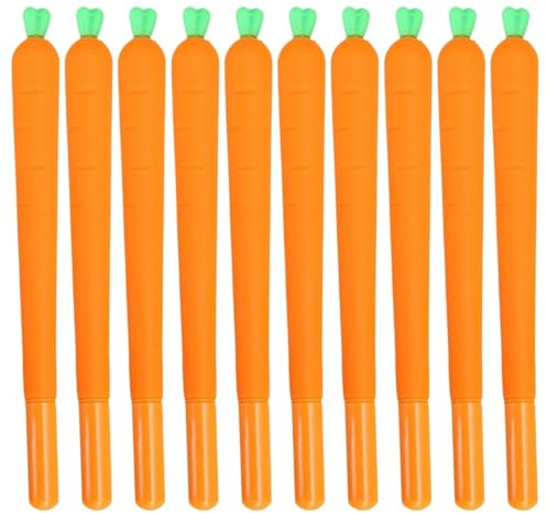 NPXUAMTJ Karotten-Gelschreiber, 0,5 mm, neutraler Stift, schwarze Tinte, glattes Schreiben, Gemüsestift für Studenten, 10 Stück