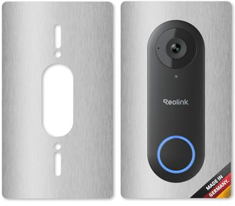 iSecur Edelstahl Blende Reolink Akku Videotürklingel 90x160 mm - az184 | Edelstahl-Klingelschild für Reolink Video Doorbell, verdeckt alte Bohrlöcher, robuste Türstation, wetterfest, passgenau