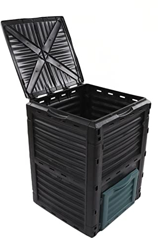 Itonash Compost Bin, 300L Composter with Hinged Cover and Vent for Kitchen Garden, Sturdy Plastic Material for Home and Outdoor Use