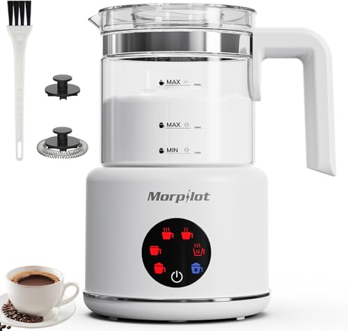 Milk Frother Electric 6 in 1 - Morpilot Automatic Milk Frothers 500ML Large Capacity Milk Steamer Visual Glass Hot Chocolate Maker Milk Warmer and Foamer for Coffee Latte