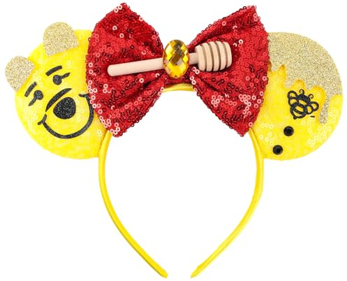 Mouse Ears Bow Headband Glitter Party Decoration, War-themed headband, Child Girls Women Princess Party Decoration Cosplay Costumes