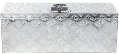 Aluminium Tool Box 33L Lockable Chest 2 Keys Trailer Truck Van Locker Boxes Storage Heavy Duty Checker Plate Rubber Base Liner 25 x 9 x 9 640mm x 230mm x 230mm Secure, Durable, and Versatile