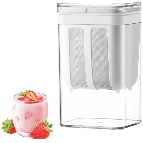 PHMING Filtro Yogurt da 1800ml, Separatore di Siero di Latte con Coperchio