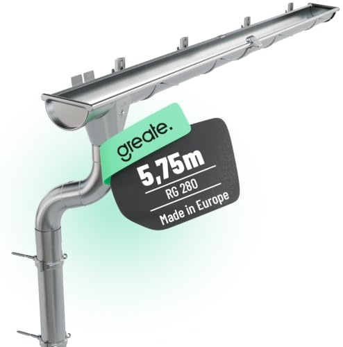 greate Kit gouttière PVC 5,75m avec descente, galvanisé