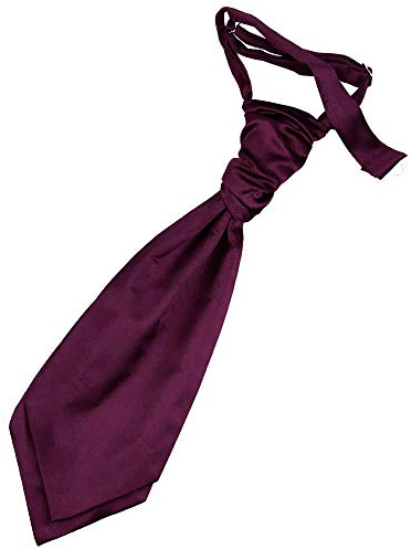 DQT Boys Plain Satin Pre-Tied Scrunchie Cravat - Wedding Pageboy Formal - Plum