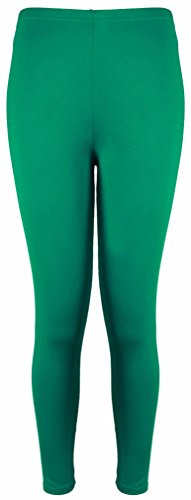 New Ladies Plus Size Stretch Jersey Leggings Womens Plain Elasticated Trousers Long Pants Jade Green Size 16 - 18