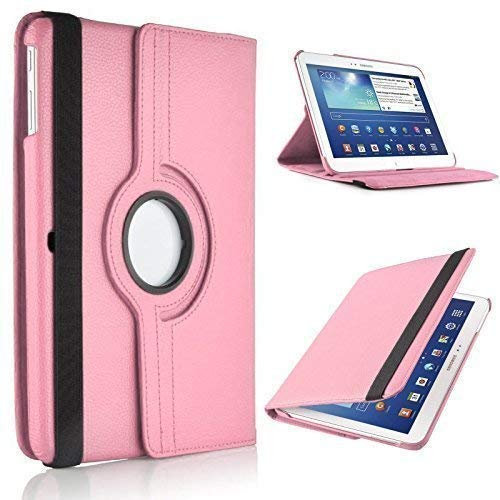 TechDealsUK 360 Leather Rotate Case Stand Folio Cover For Samsung Galaxy Tab 4 10.1 T530 T535 (Baby Pink)