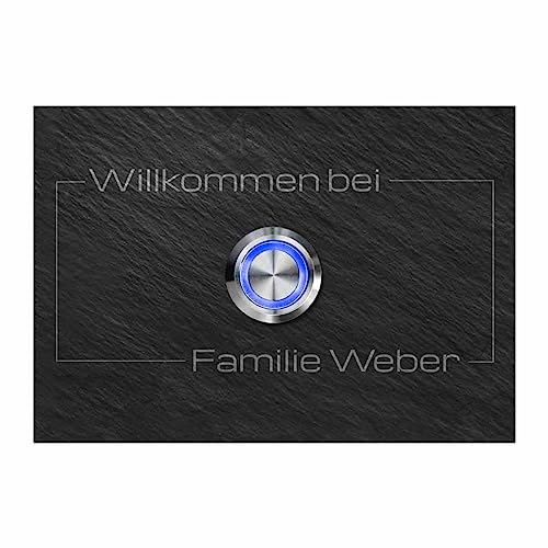 Haustürklingel aus Schiefer mit indivueller Gravur - Klingel Modell Weber ab 10x7 cm | Große Auswahl an Motiven und Zubehör - mit Premium Klingeldrücker