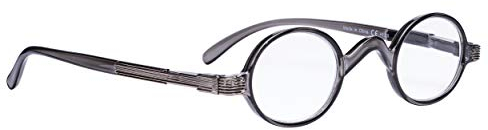 Eyekepper Leser Federschanier Buegel Klassiker Mini Kleine Oval Rund Lesebrillen Grau +1.25