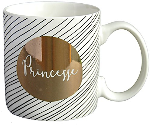 DRAEGER PARIS | Mug Black & Gold porcelaine fine Princesse | Idée cadeau Collègue, Copine, Friendship, Amie, Amitié | Mug original avec Coffret Cadeau