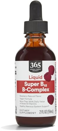 365 by Whole Foods Market, Super B-12 B-Complex Liquid Supplement, Raspberry Natural Flavor, Vegan, 2 Fl Oz