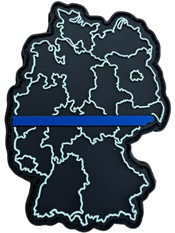 Polizeimemesshop - Thin Blue Line Deutschland Rubber Patch - PVC - Landkarte - Karte - Polizei - Blaue Linie - Solidarität - Klettpatch