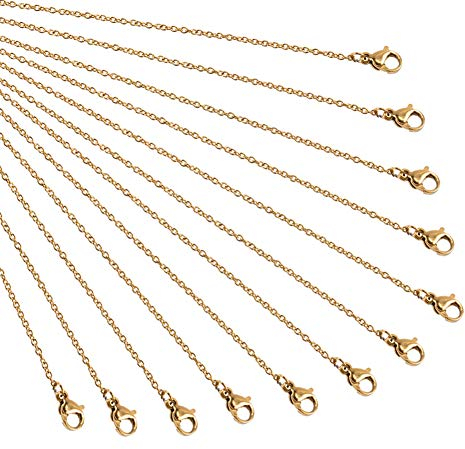 NBEADS 20 Pezzi Catena per Gioielli d'oro, 50cm Catena in Acciaio Inossidabile con Chiusura a Moschettone per Ciondoli Fai-da-Te