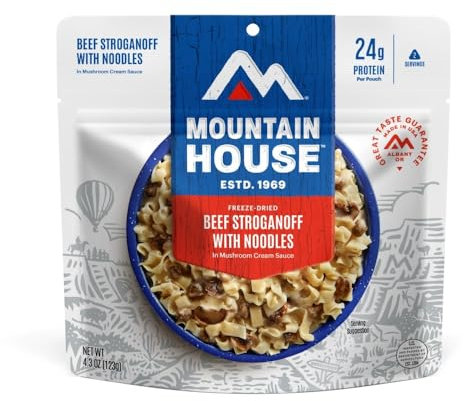 Mountain House Beef Stroganoff mit Nudeln | gefriergetrocknetes Backpacking & Camping Essen | 2 Portionen